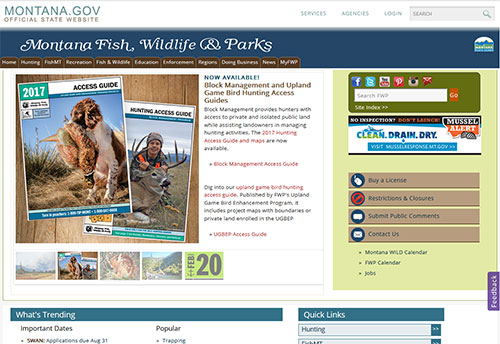 Montana Fish, Wildlife & Park home page